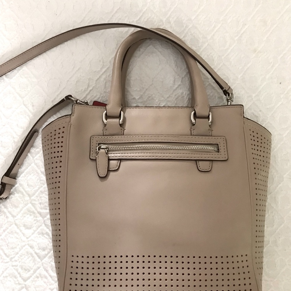 Coach Taupe Leather Satchel with Crossbody Strap - Picture 3 of 6